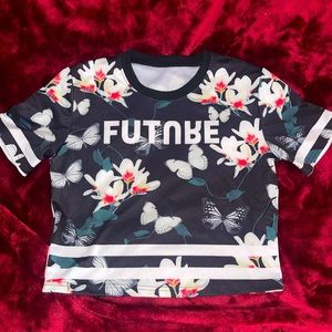 Cropped top floral print black